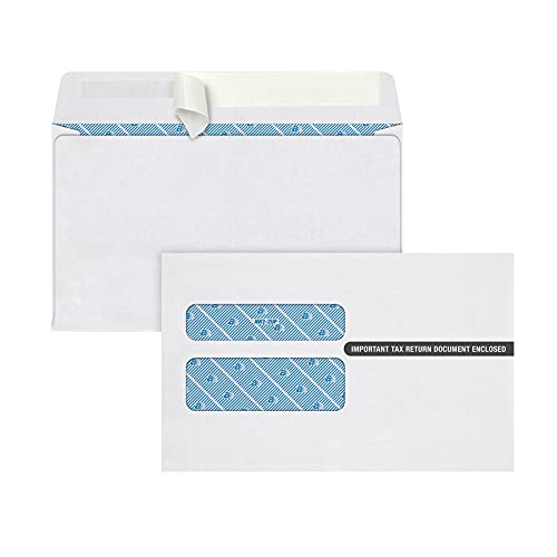 Adams W2 Envelopes, for Standard IRS W2 Forms, Self Seal Double Window Security Envelopes, 5-5/8' x 9', 25 per Pack (TXA1921PS)