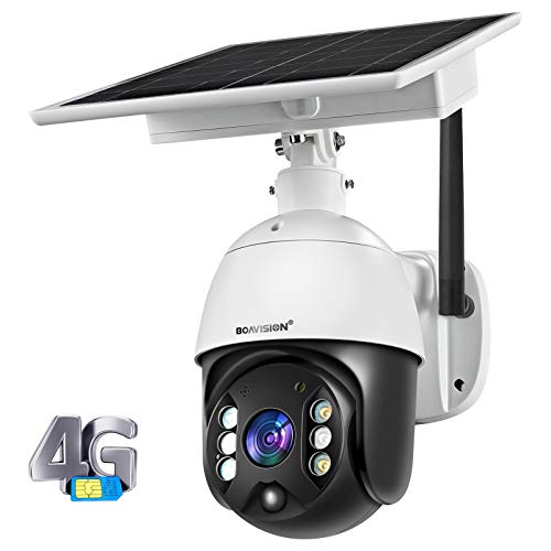 Wireless Security Camera Outdoor with Cellular 4G Network Solar Battery, Home Video Surveillance System, PIR Radar Motion Detection, Full-Color Night Vision 2-Way Audio, Pan Tilt, IP65