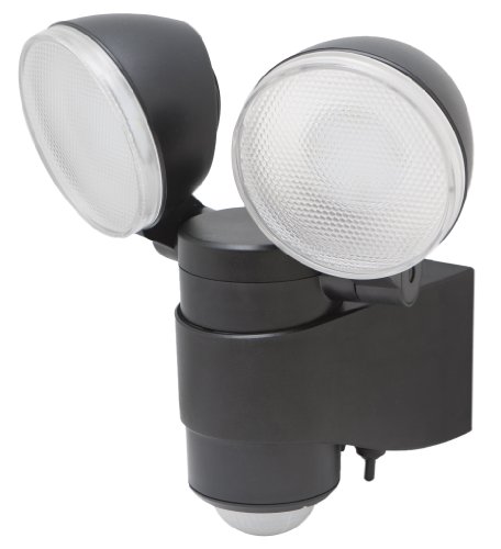 Maxsa 43218 Dual Head Security Spotlights, Battery Powered Durable Outdoor Patio & Deck Light, black