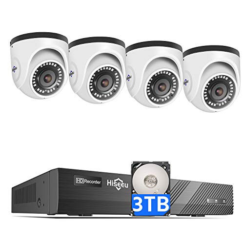 4K PoE Security Camera System, Hiseeu 8CH 8MP Home Surveillance NVR System with 3TB HDD, 4Pcs 4K IP Dome Wired Camera with Night Vision for Indoor Outdoor Security, 30 Days Video/Audio Loops Recording