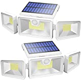 Otdair 188 LED Solar Lights Outdoor, 2500LM 3 Modes Solar Motion Lights Outdoor, IP65 Waterproof Security Lights, Adjustable Super Bright Flood Lights for Garden Yard Garage Patio Pathway White 2 Pcs