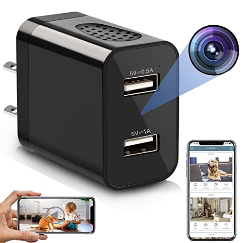 Spy Camera Wireless Hidden WiFi Charger Camera with Remote View - 1080P HD Hidden Nanny Cam - LUOHE Mini USB Hidden Spy Camera Charger - Premium Security Camera Recorder Surveillance Spy Cam, Black