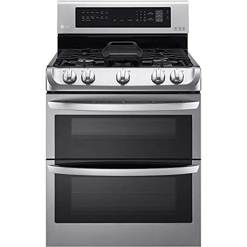 LG LDG4315ST 30' Freestanding Double Oven Gas Range with 6.9 cu. ft. Capacity, 5 Burners, Griddle, Probake Convection, Glass Touch Controls and Door Lock, in Stainless Steel