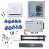 RFID Door Access Control System Kit, AGPTEK Home Security System With 280kg 620LB Electric Magnetic lock 110-240V AC to 12v DC 3A 36w Power Supply Proximity Door Entry keypad 10 Key Fobs EXIT Button