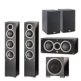 (1Pair) ELAC -Debut F5 Tower Speakers (Ea) + ELAC C5 Debut 5.25' Center Speaker + ELAC S10EQ Debut 400Watt Subwoofer with AutoEQ + ELAC B5 Debut 5.25' Bookshelf Speakers (Pair) Bundle