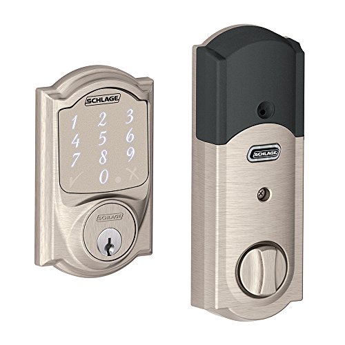 SCHLAGE BE479AA V CAM 619 Satin Nickel Sense Smart Deadbolt with Camelot Trim