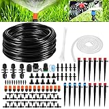 Drip Irrigation Kit, 42m/138ft Garden System with 1/4' Blank Distribution Pipe Watering Kit/DIY Water Saving Automatic Irrigation Equipment Kit for Garden, Indoor Plants, Outdoor Indoor, No Leak