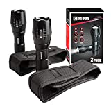 2 Flashlights with Holsters, COSOOS Bright LED Flashlights 1000 Lumen & Holder for Belt, Zoomable Waterproof Tactical Flash Light for Camping,Hiking, Emergency.No AAA Battery