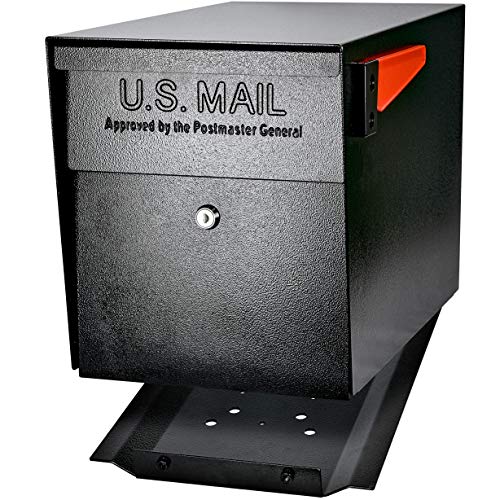 Mail Boss 7106 Curbside Steel Post Mount Security Locking Mailbox, Black, Extra Large